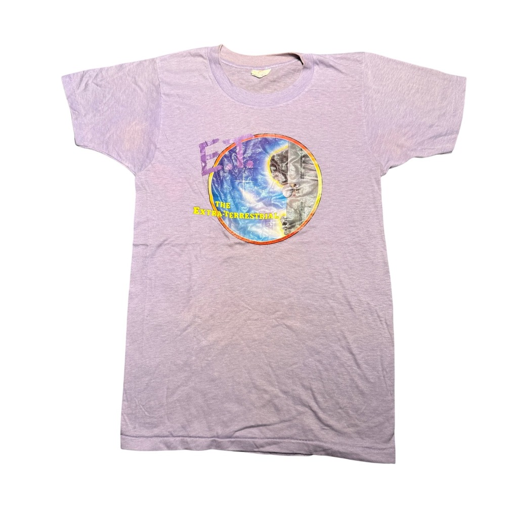 Vintage 1982 ET The Extra Terrestrial Shirt Purple Single Stitch Movie Promo 80s